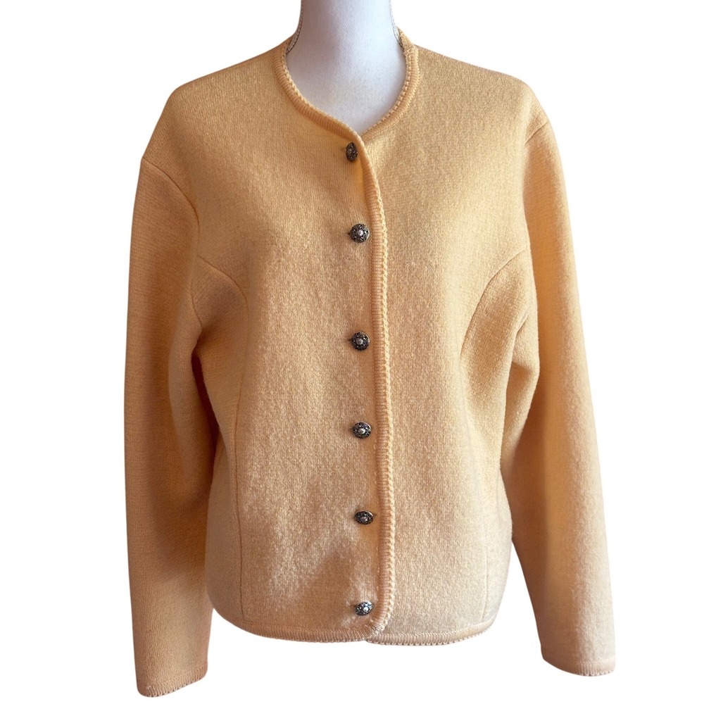 Vintage Tally-Ho Pollak Boiled Wool Jacket S Butter Yellow Metal Buttons